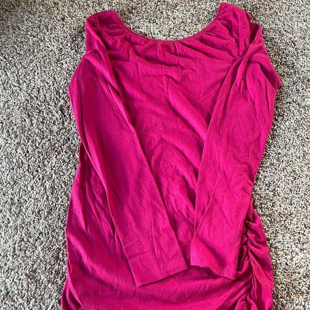 Motherhood Fuchsia Long Sleeve Maternity Top s p ch - Picture 3 of 9